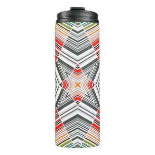 Abstract ornamental lined striped sealmess pattern thermal tumbler