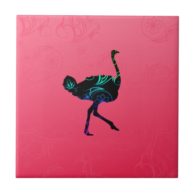 Abstract Ostrich Ceramic Tile (Front)