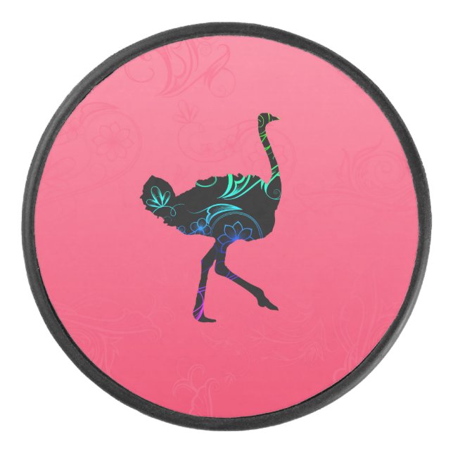 Abstract Ostrich Hockey Puck (Front)