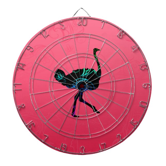 Abstract Ostrich Metal Cage Dartboard (Front)