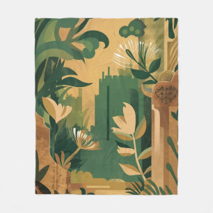 Abstract Overgrown Garden: Botanical Fleece Blanket