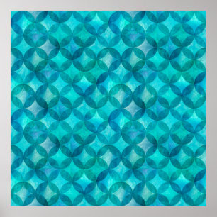 Abstract overlapping circles seamless pattern. Wat Poster