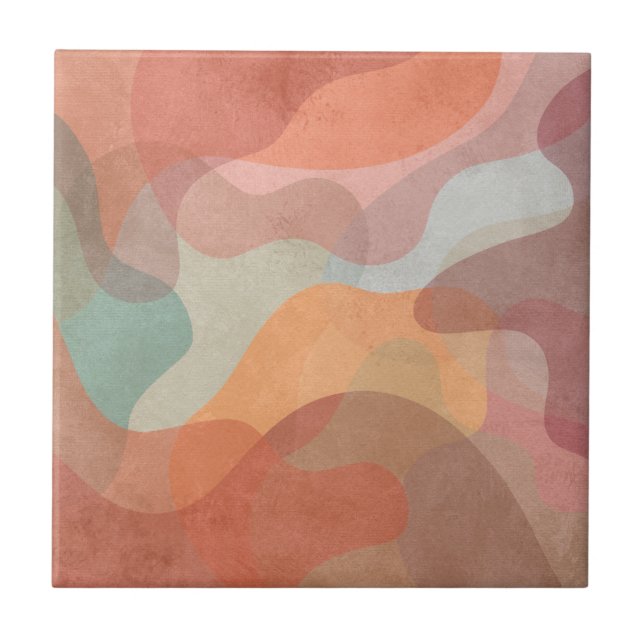 Abstract Overlapping Pastel Blobs Background Ceramic Tile (Front)