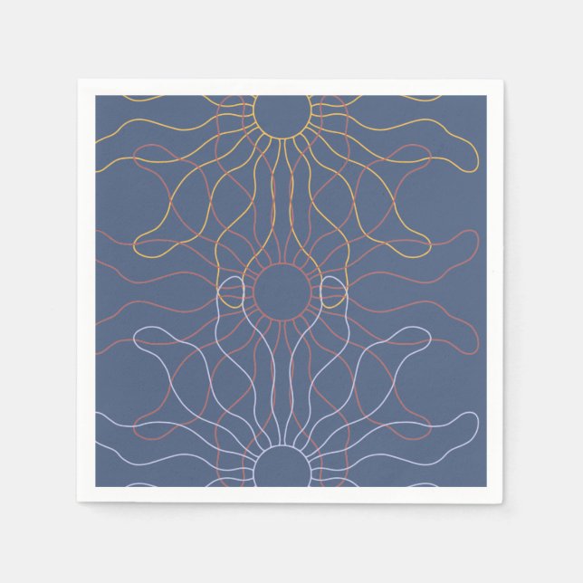 Abstract overlapping sun rays slate blue overlap napkin (Front)
