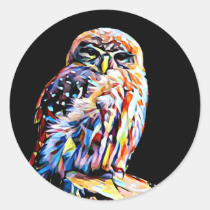 Abstract Owl Animal original Colourful Wildlife Classic Round Sticker