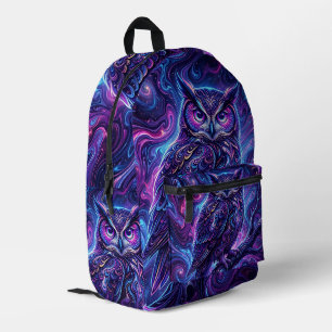 Abstract Owl Branch Cosmic Purple Backpack