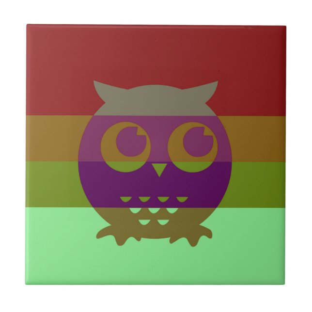 Abstract Owl Ceramic Photo Tile (Front)