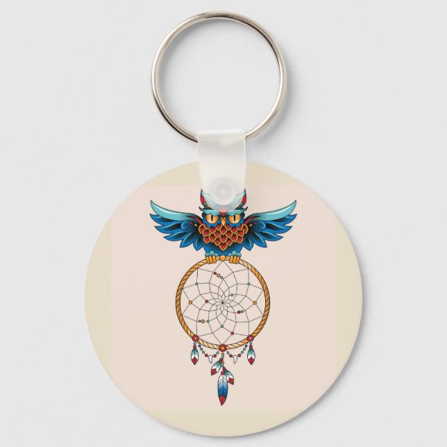 Abstract Owl Dream catcher  Key Ring (Front)