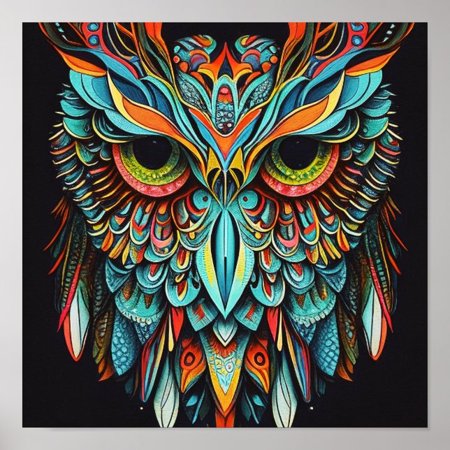 Abstract owl in bright colors poster (Front)