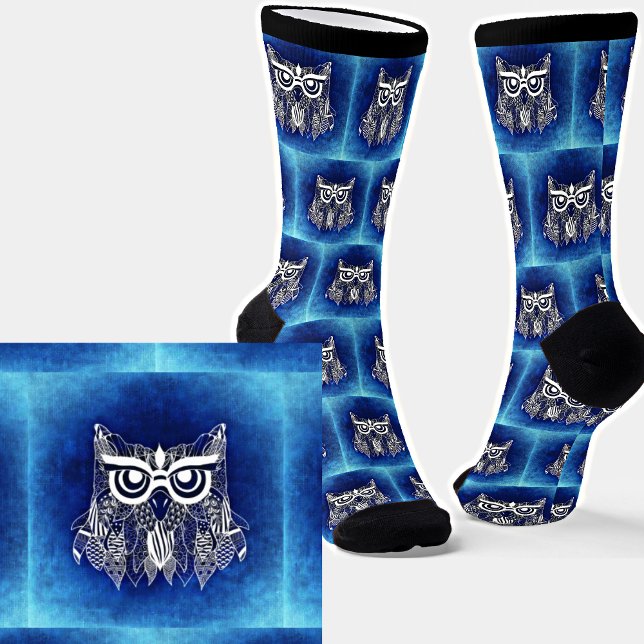 Abstract Owl on Blue Socks (Creator Uploaded)