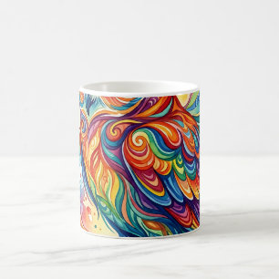 Abstract Owl Rainbow Watercolor Coffee Mug