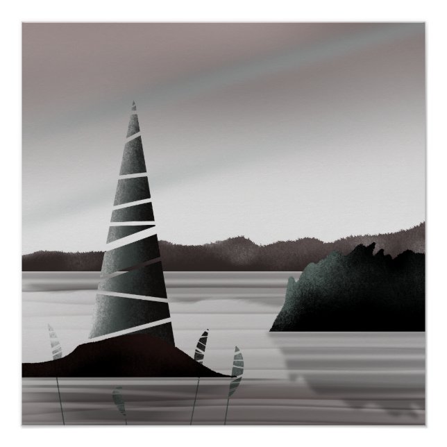 Abstract Pacific Coast Minimal Art Poster (Front)