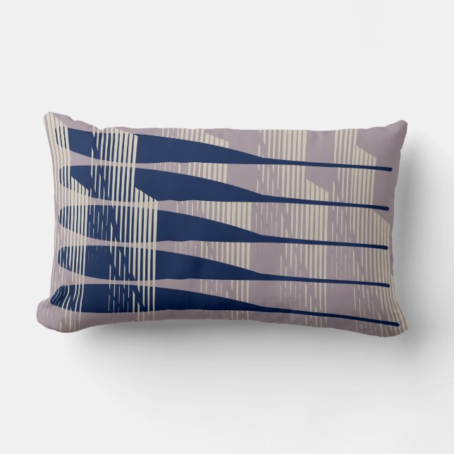 Abstract Paddles Pillow in Navy & Lavender Pillow (Front)