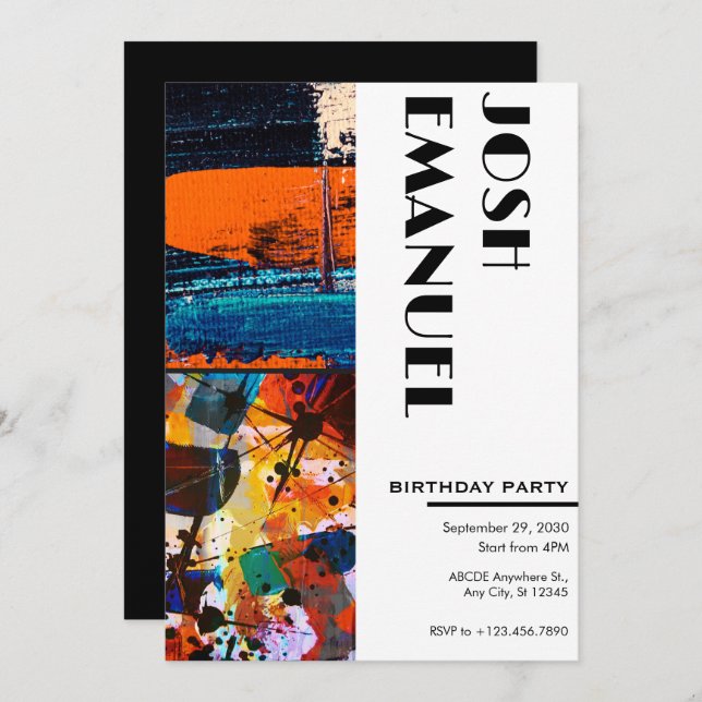 Abstract paint artistic  invitation (Front/Back)