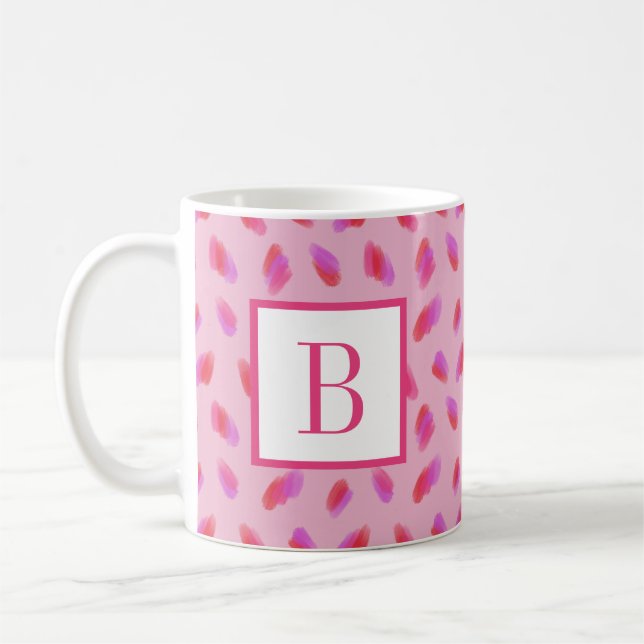 Abstract Paint Brush Stroke Pink Red Purple Coffee Mug (Left)