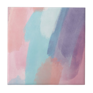 Abstract Paint Brush Strokes Design Colorful Ceramic Tile