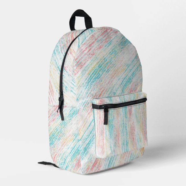 Abstract Paint Brush Strokes Multicolor Printed Backpack (Back Corner Left)