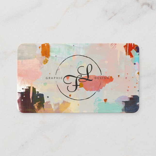 Abstract Paint Chip Brushstroke Colourful Business Card (Front)