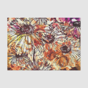 Abstract Paint Daub Sunflower Pattern Tissue Paper