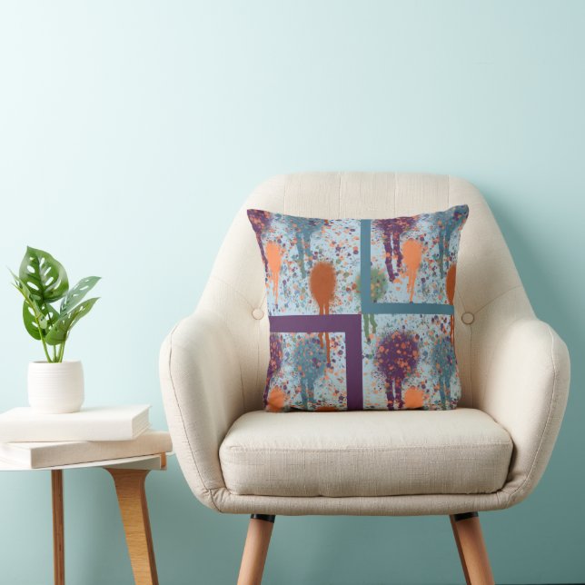 Abstract paint Drips modern splatter 2 sided Cushion (Chair)