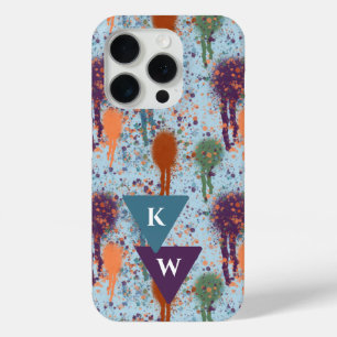 Abstract paint Drips modern splatter Monogram iPhone 15 Pro Case