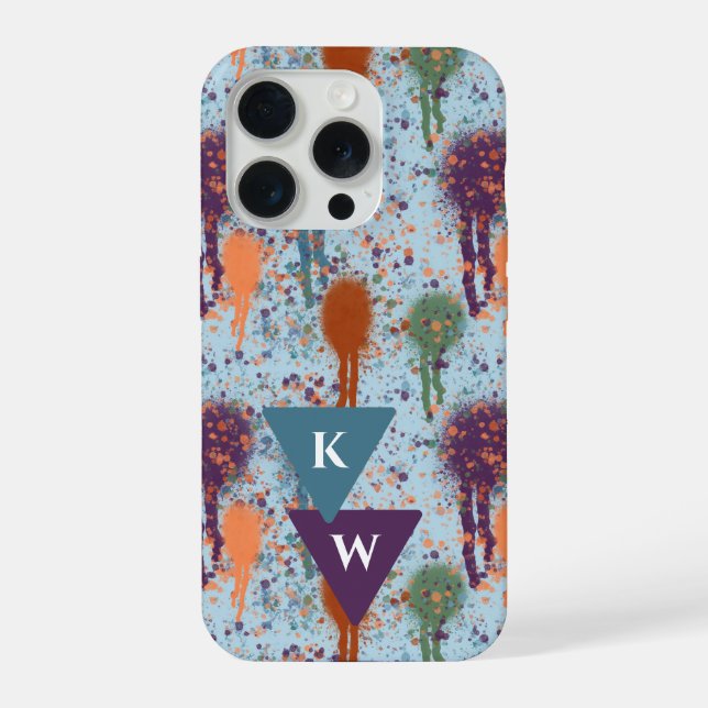 Abstract paint Drips modern splatter Monogram iPhone Case (Back)