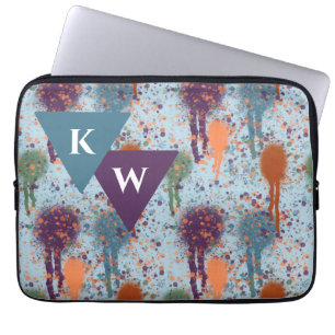 Abstract paint Drips modern splatter Monogram Laptop Sleeve