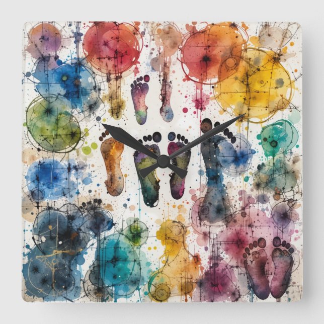 Abstract Paint Feed is all about colour Square Wall Clock (Front)