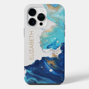 Abstract Paint Flow Alcohol Ink Ocean Waves Custom iPhone 14 Pro Max Case