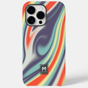 Abstract Paint Flow Pastel Colours Custom Monogram iPhone 14 Pro Max Case