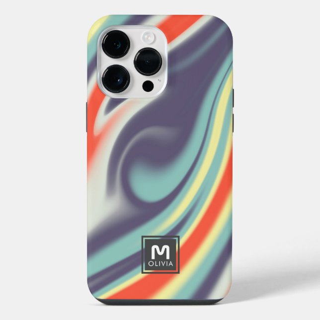 Abstract Paint Flow Pastel Colours Custom Monogram iPhone Case (Back)