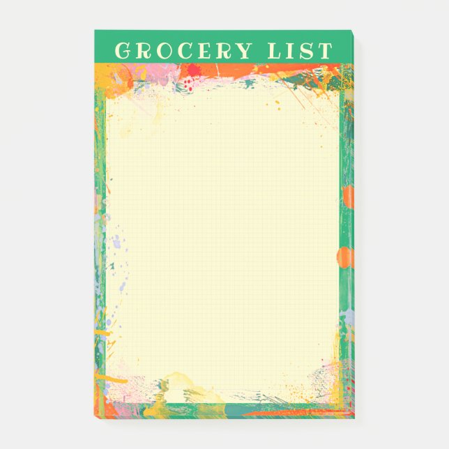 Abstract Paint Grocery List Graph Notepad  (Front)