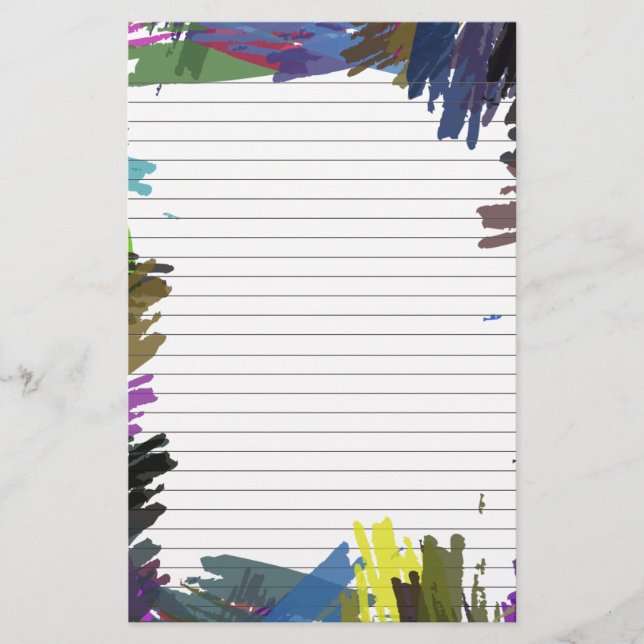 Abstract Paint Lined Paper for Notes Stationery (Front)