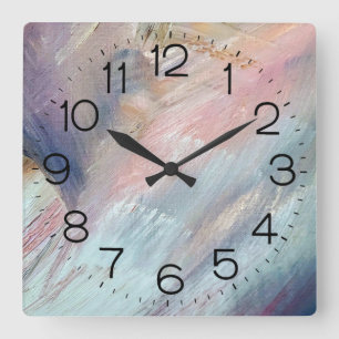 Abstract Paint Pattern Square Wall Clock