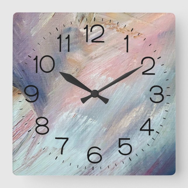 Abstract Paint Pattern Square Wall Clock (Front)