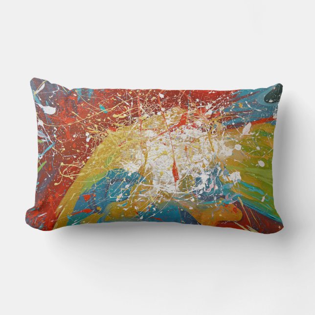 Abstract Paint Splash Lumbar Cushion (Front)