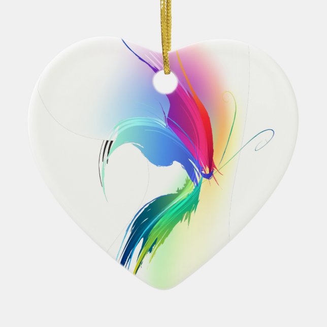 Abstract Paint Splatter Butterfly Ceramic Ornament (Front)