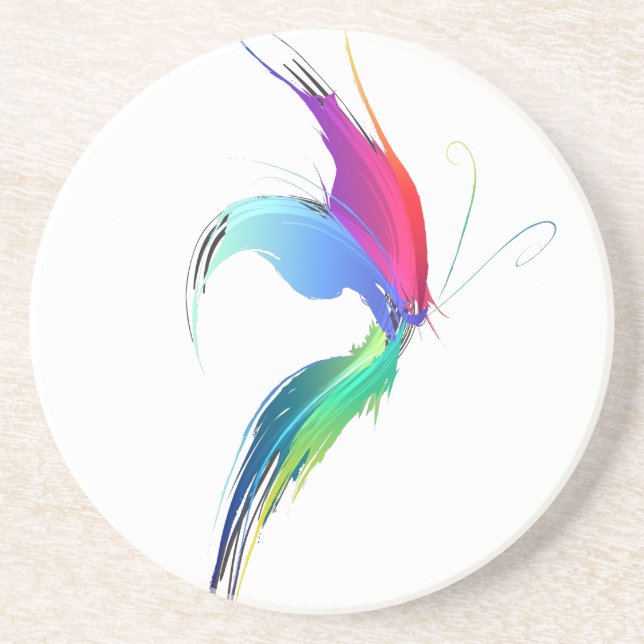 Abstract Paint Splatter Butterfly Coaster (Front)