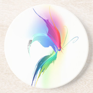 Abstract Paint Splatter Butterfly Coaster