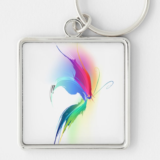 Abstract Paint Splatter Butterfly Key Ring (Front)