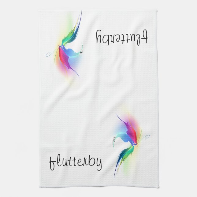 Abstract Paint Splatter Butterfly Tea Towel (Vertical)