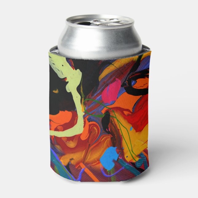 Abstract Paint Splatter Can Cooler (Can Front)
