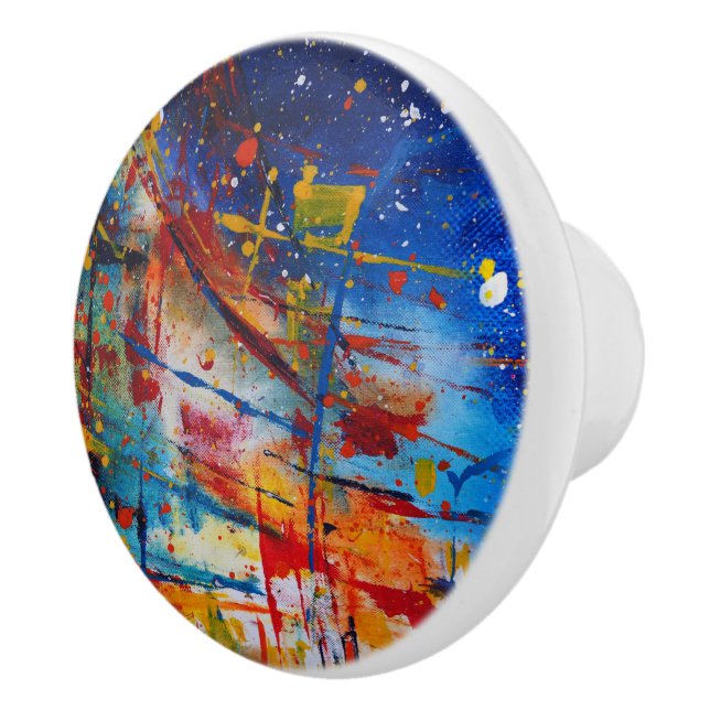 Abstract Paint Splatter Ceramic Knob (Right)