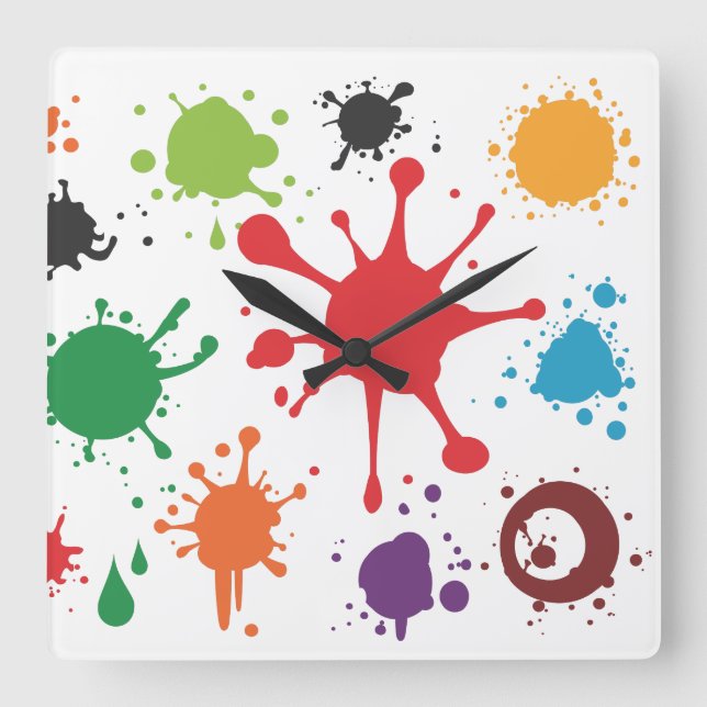 Abstract  Paint Splatter Clock (Front)