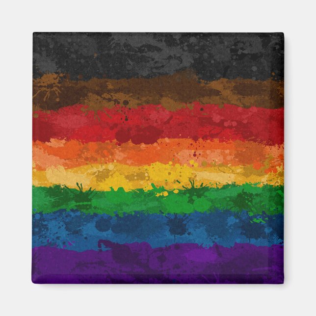 Abstract Paint Splatter Inclusive Rainbow Flag Magnet (Front)