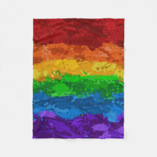 Abstract Paint Splatter LGBTQ Pride Rainbow Flag  Fleece Blanket
