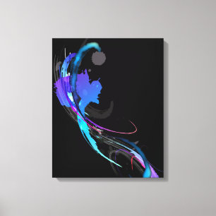 Abstract Paint Splatter Morning Glory on Black Canvas Print