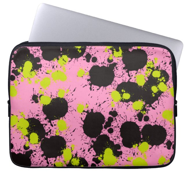 Abstract Paint Splatter Pattern Laptop Sleeve (Front)