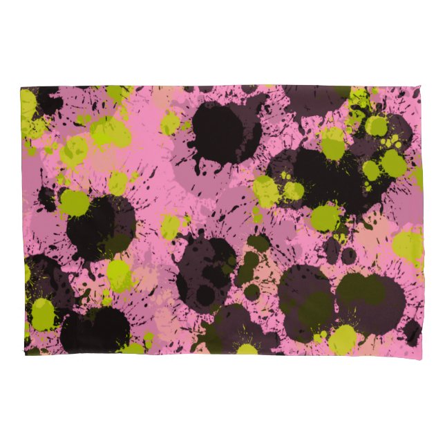 Abstract Paint Splatter Pattern Pillowcase (Front)