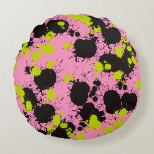 Abstract Paint Splatter Pattern Round Cushion